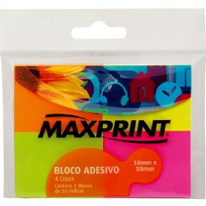 6853 - Bloco Adesivo Pequeno Neon 4 Blocos Maxprint 741705