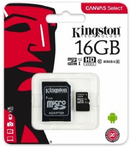 5376 - Cartão de Memória Kingston MicroSD 16GB Classe 10 com Adaptador SD SDCs/16GB