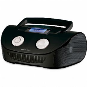 7637 - Caixa de Som Multilaser Boombox Multifuncional 15W RMS USB, P2, FM PRETO SP182