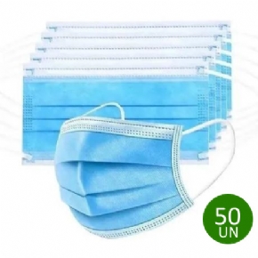 12189 - Máscara 3 Camadas Descartável Azul - Caixa com 50