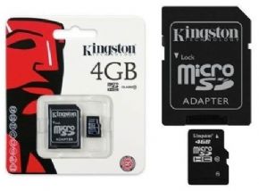 8969 - Cartao de Memoria Kingston MicroSD 4GB com Adaptador SD SDC4/4GB