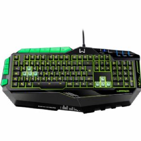 9093 - TECLADO COM FIO PRETO E VERDE COM LED USB TC199